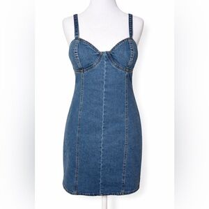 Steve Madden NWT Denim Bustier Mini Dress XL Y2K Chic